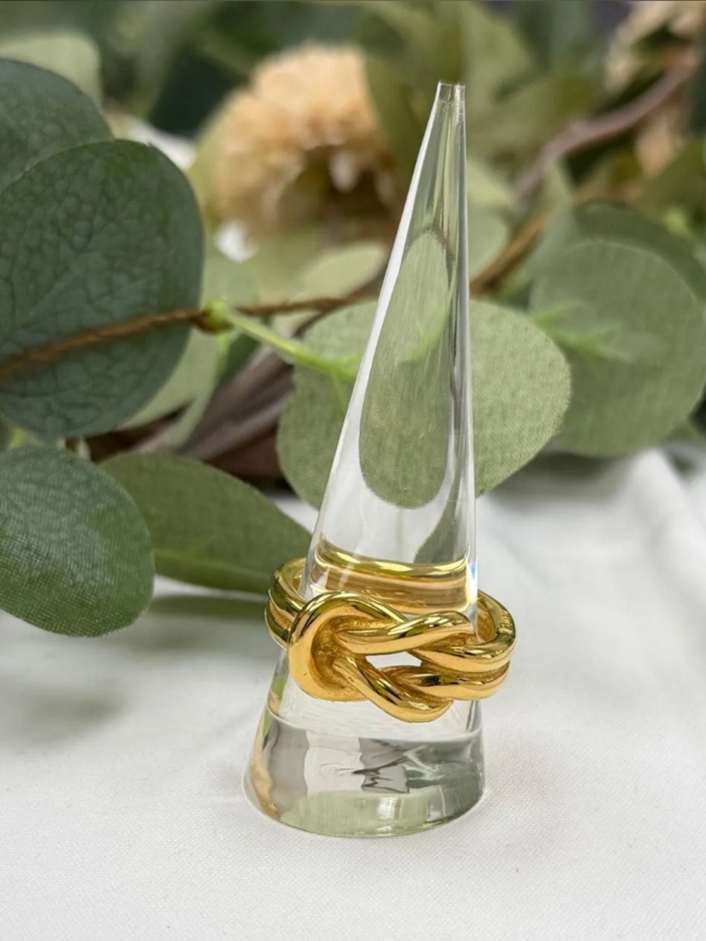 Hermes Gold Tone Knot Scarf Ring